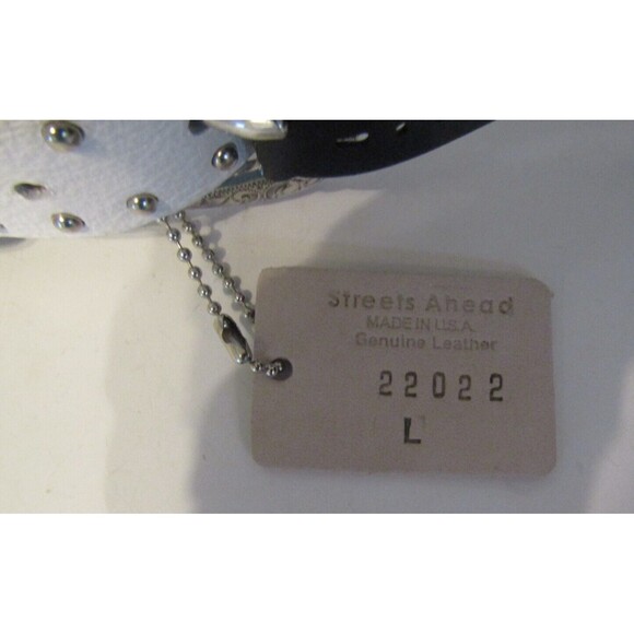 Streets Ahead Belt NWT White Leather Western USA Made Size L 22022 - Picture 6 of 9